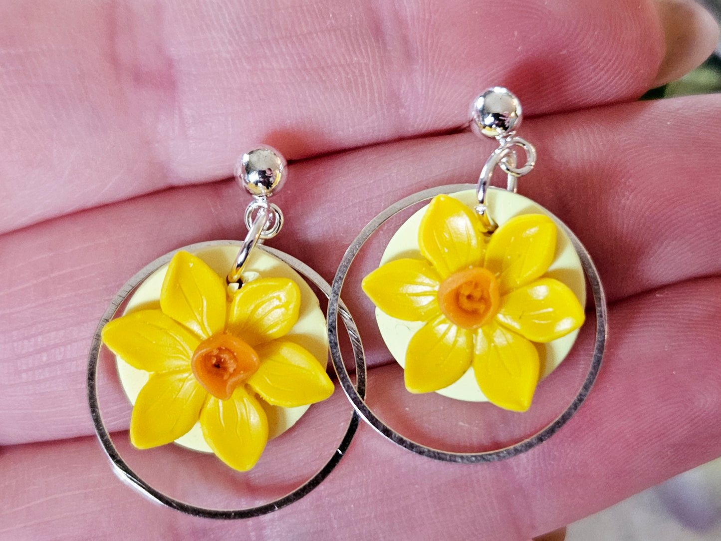 Daffodil Silver Dainty Earrings