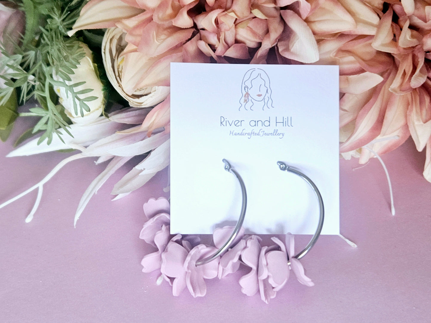 Floral Pastel Hoop Earrings