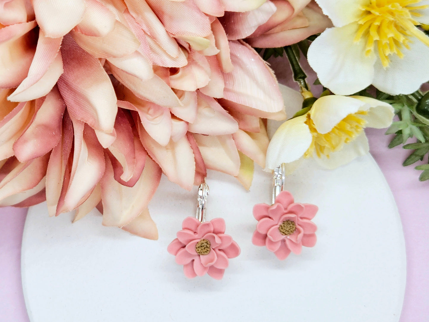 Floral Pastel Pink Earrings