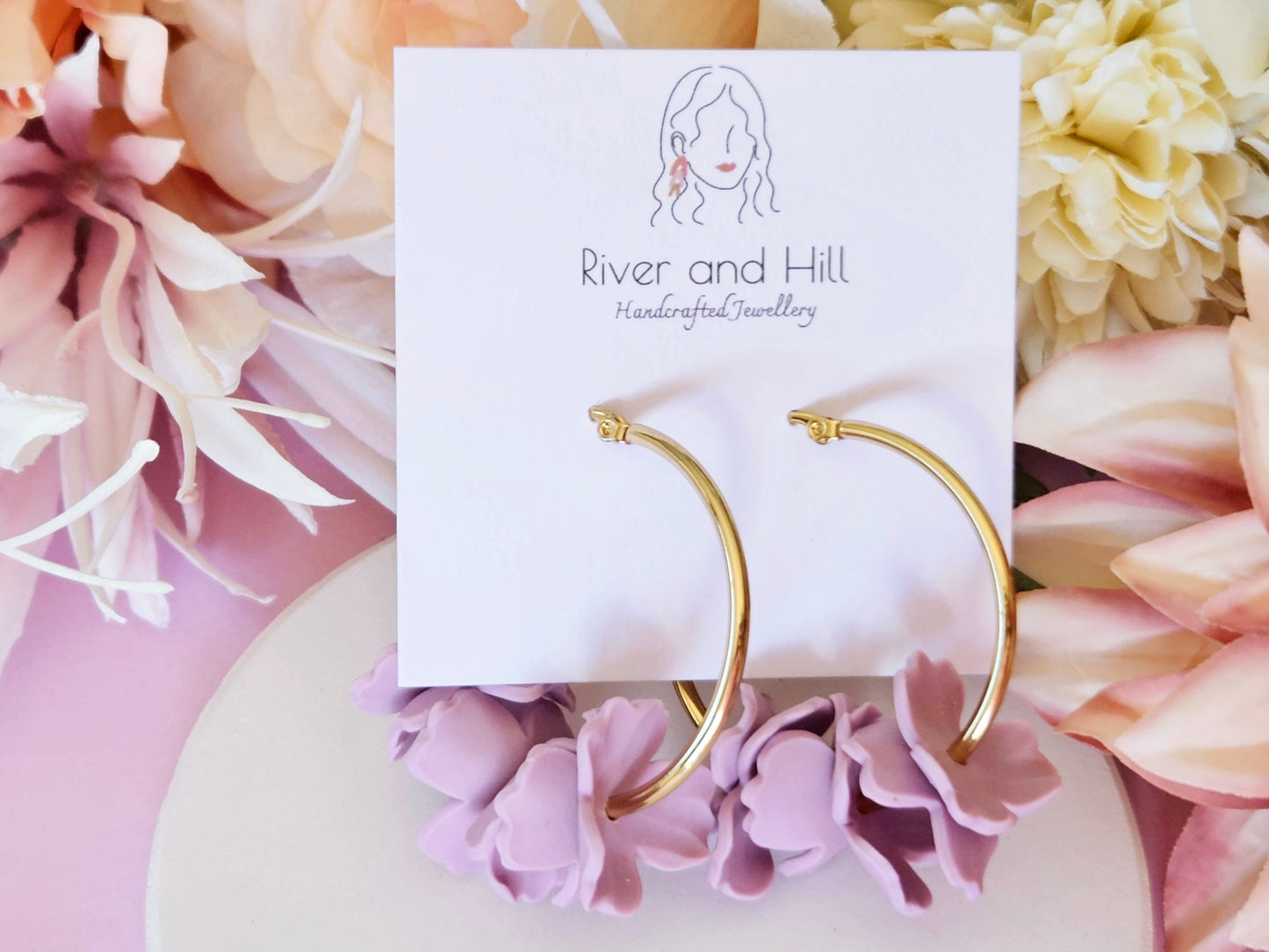 Floral Pastel Hoop Earrings