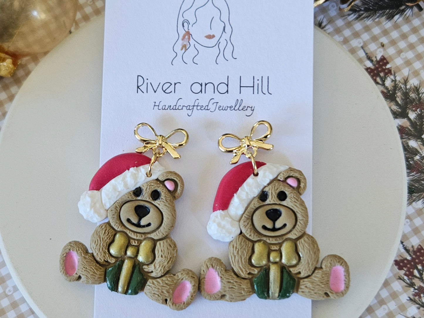 Christmas Teddy Bear Earrings