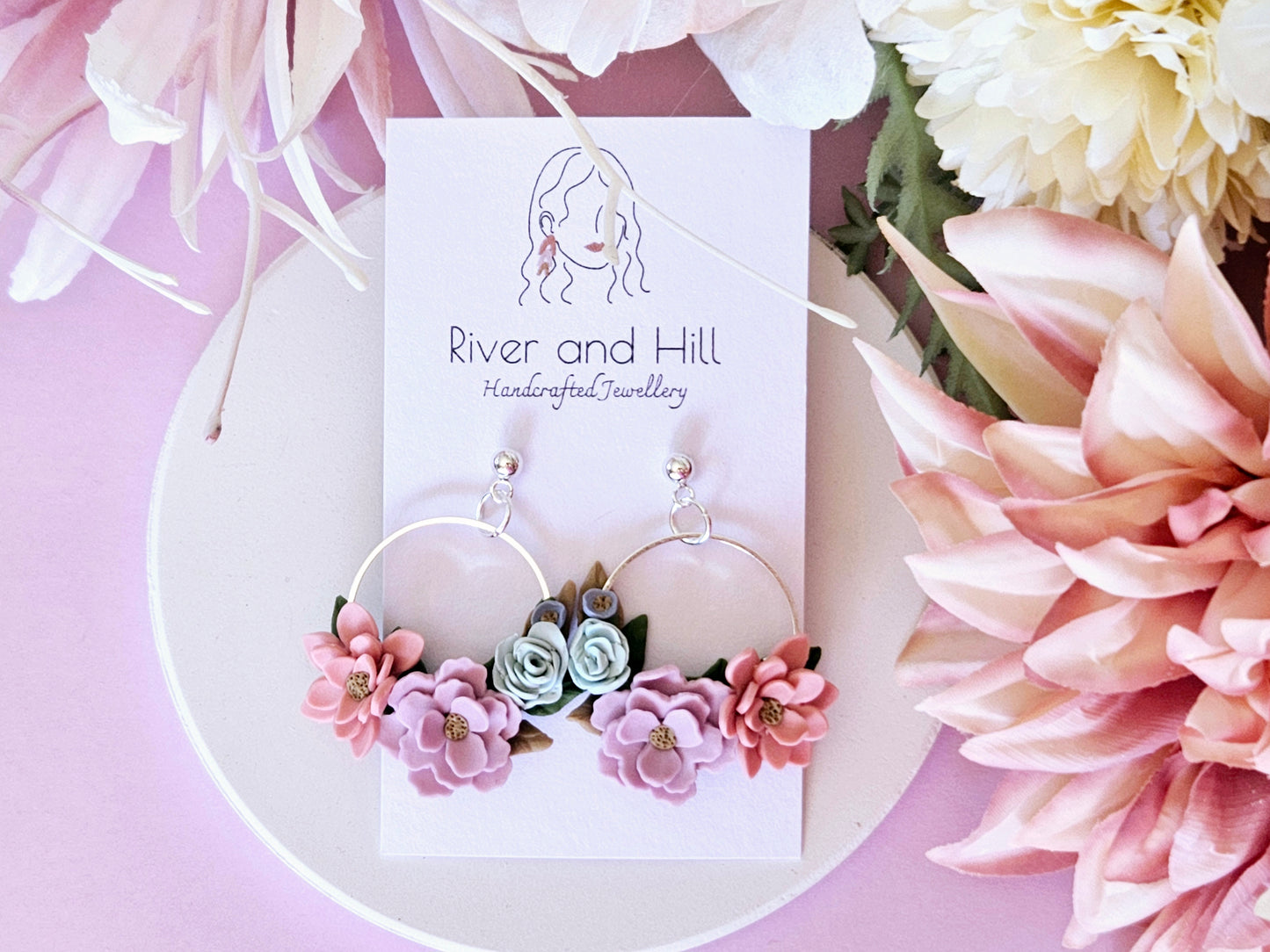 Floral Pastel Cluster Earrings