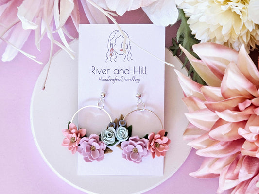 Floral Pastel Cluster Earrings