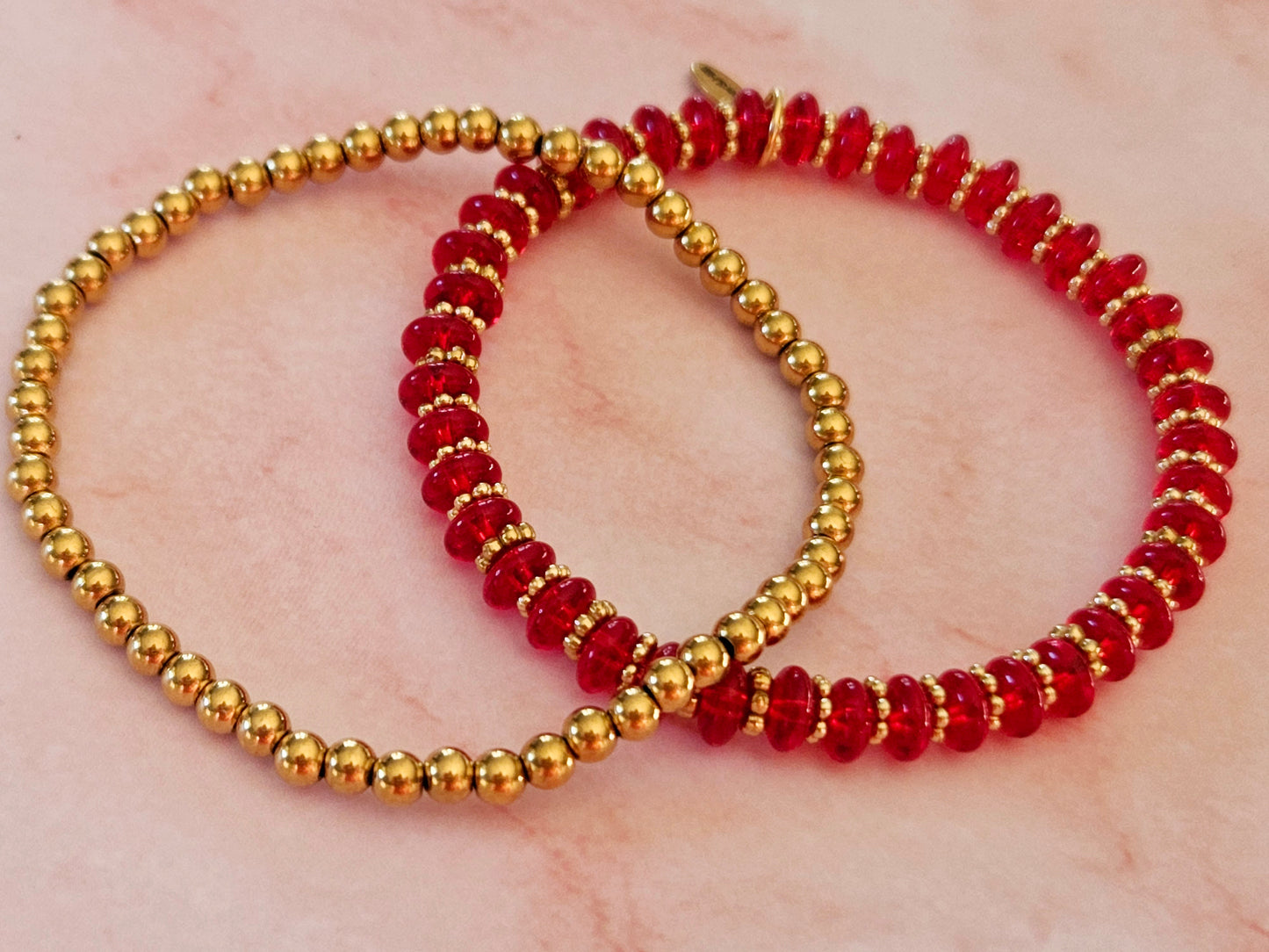 Stacking Bracelets Red Glass Stack