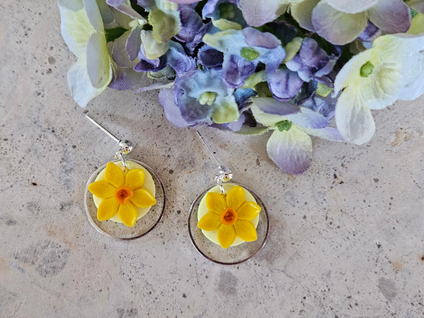 Daffodil Silver Dainty Earrings