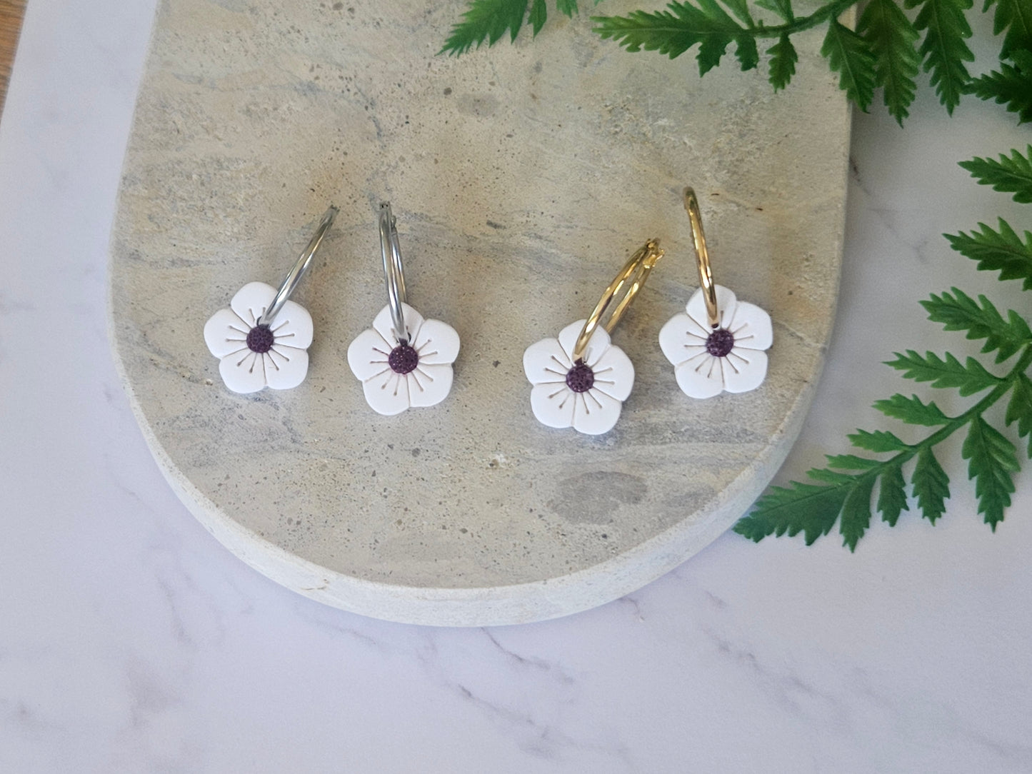 Manuka Flower Hoops White
