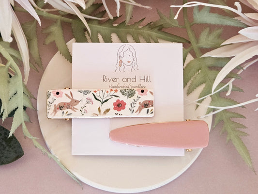 Easter Rabbit Print Hairclip Set