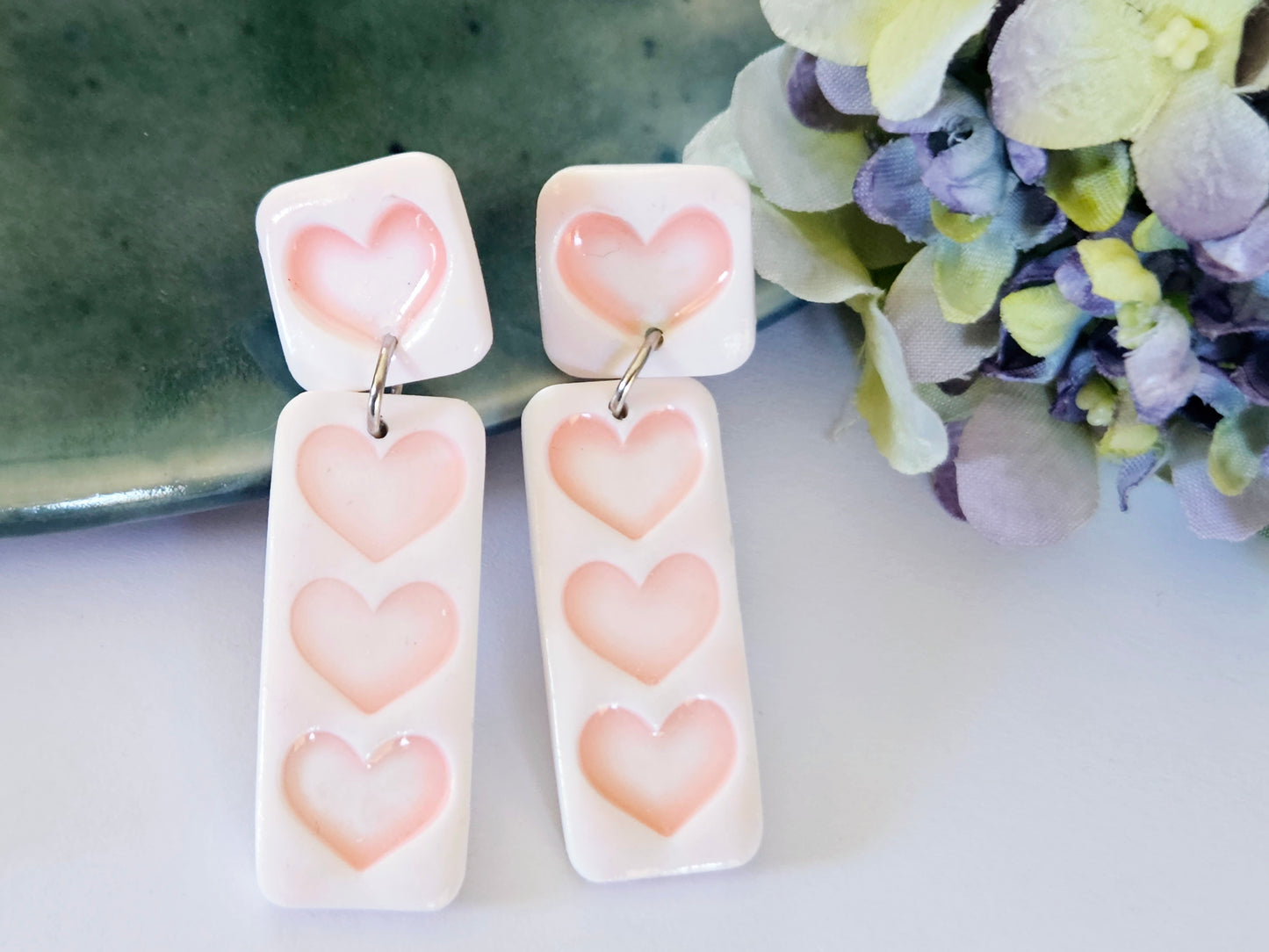Porcelain Aroha Rectangle Earrings