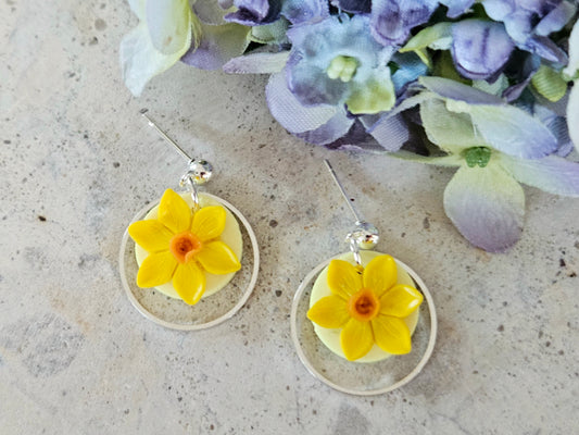 Daffodil Silver Dainty Earrings