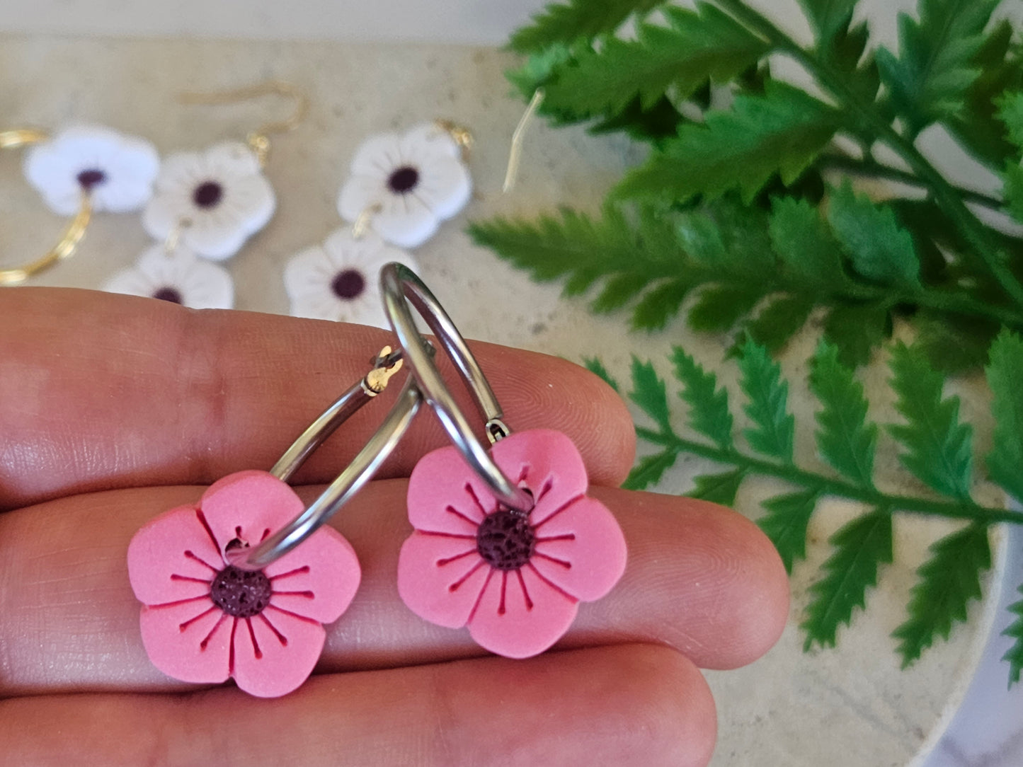 Manuka Flower Hoops Pink
