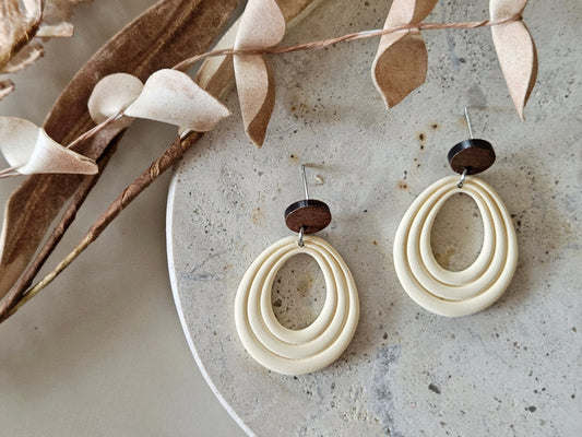 Essentials Butter Ivory Wooden Earrings