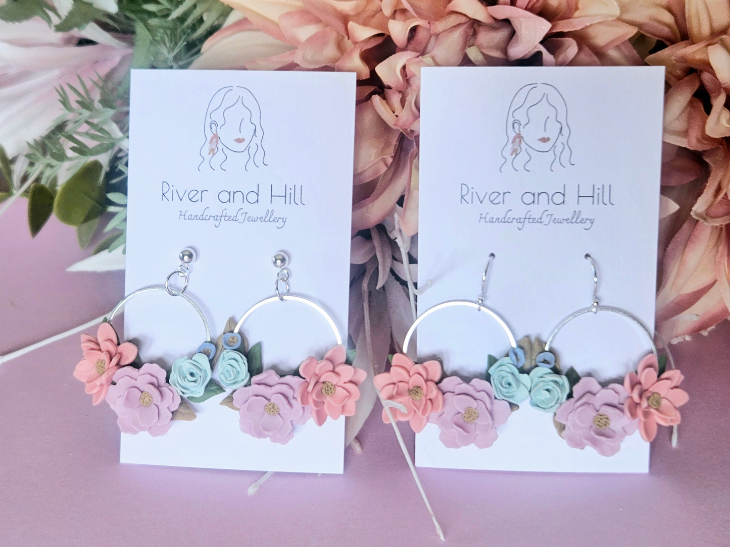 Floral Pastel Cluster Earrings