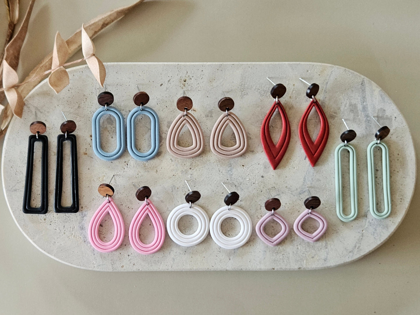 Essentials Sage Wooden Earrings