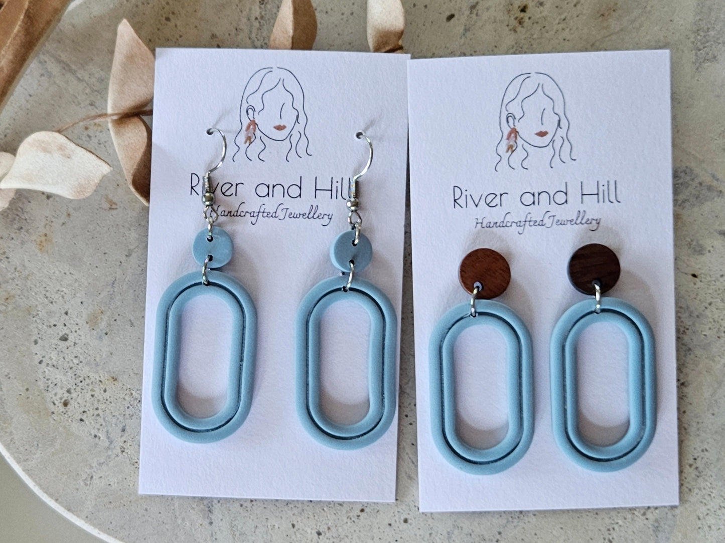 Essentials Hydrangea Blue Wooden Earrings