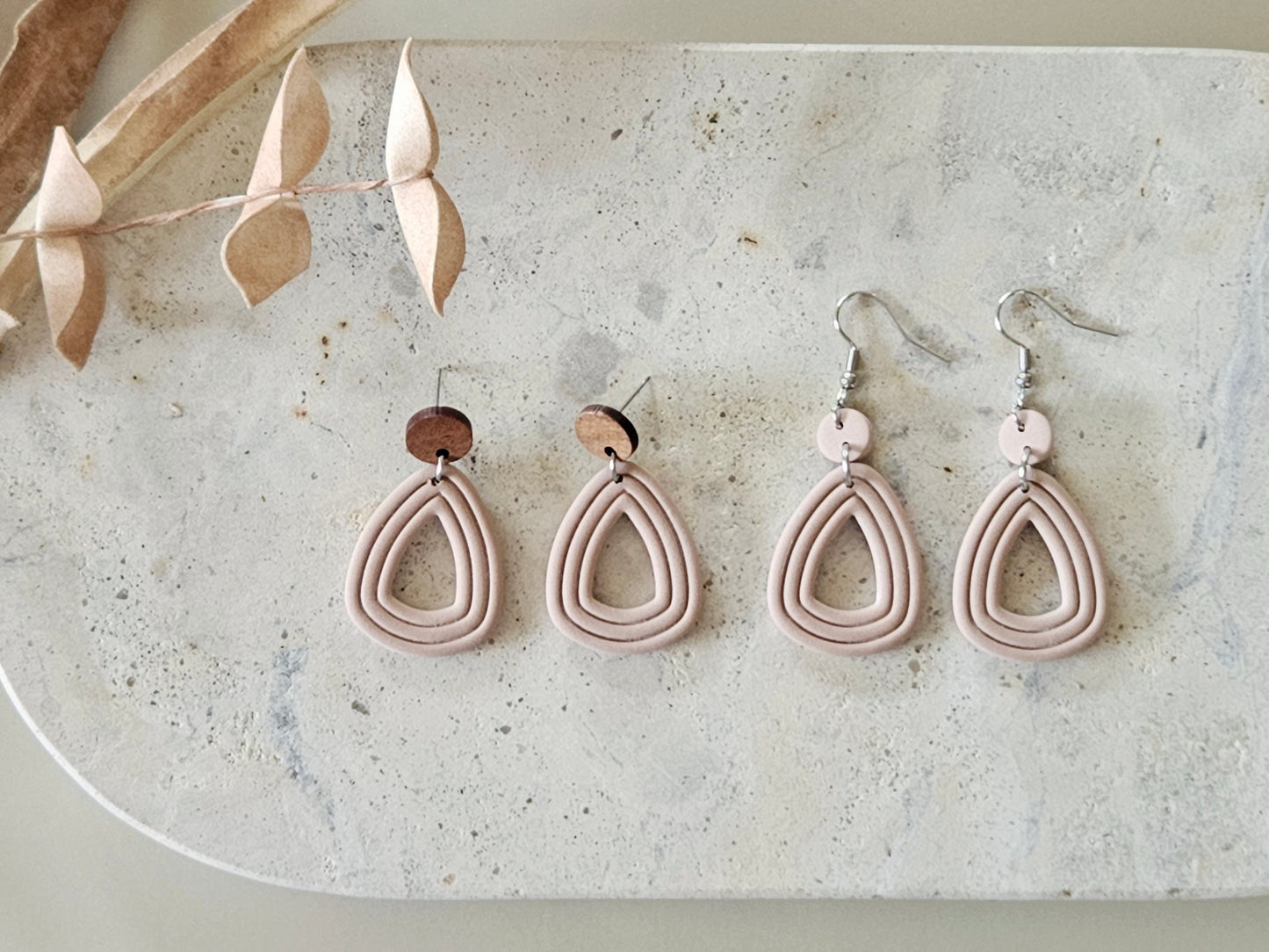 Essentials Almond Rose Wooden Earrings