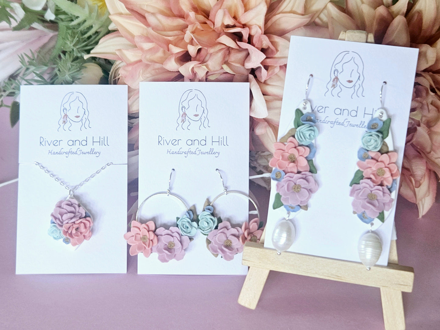 Floral Pastel Cluster Earrings