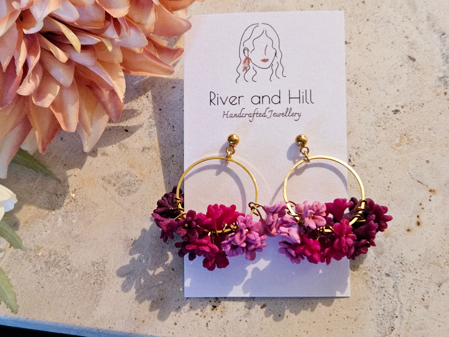 Pink Ombre Cluster Earrings