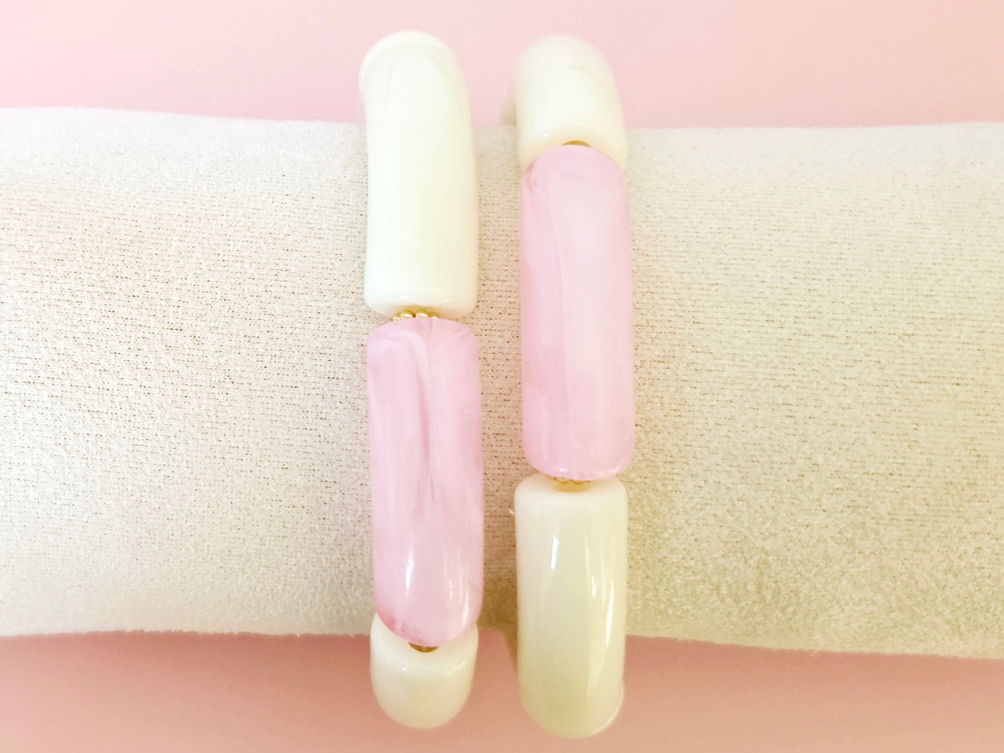 Stacking Bracelets Strawberry and Cream Stack