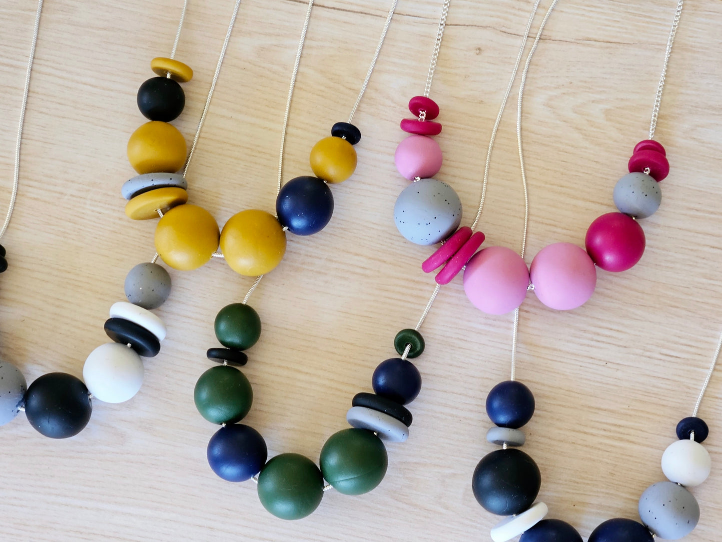 Contemporary Long Statement Sterling Silver Necklace Black