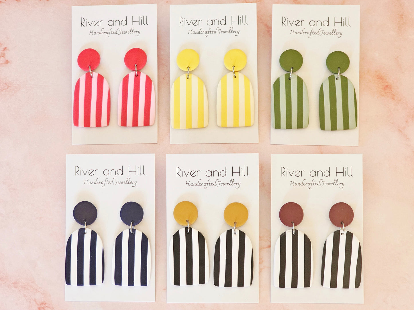 Striped Statement Earrings Yellow