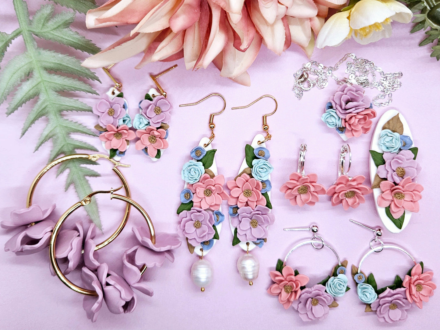 Floral Pastel Sterling Silver Necklace