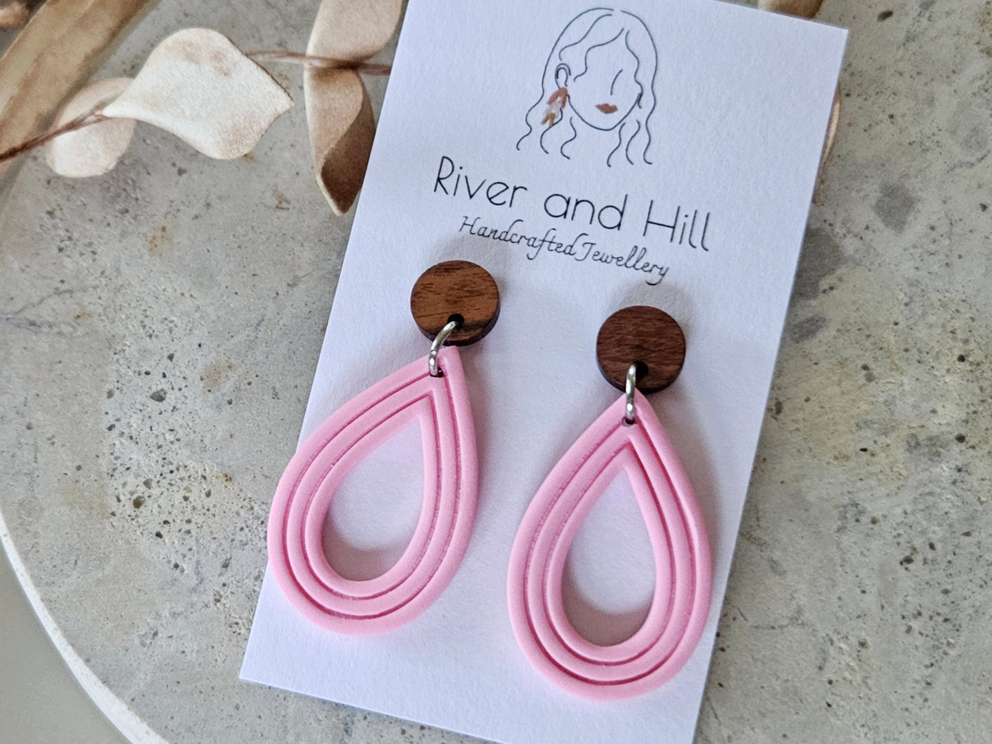 Essentials Pale Rose Wooden Earrings