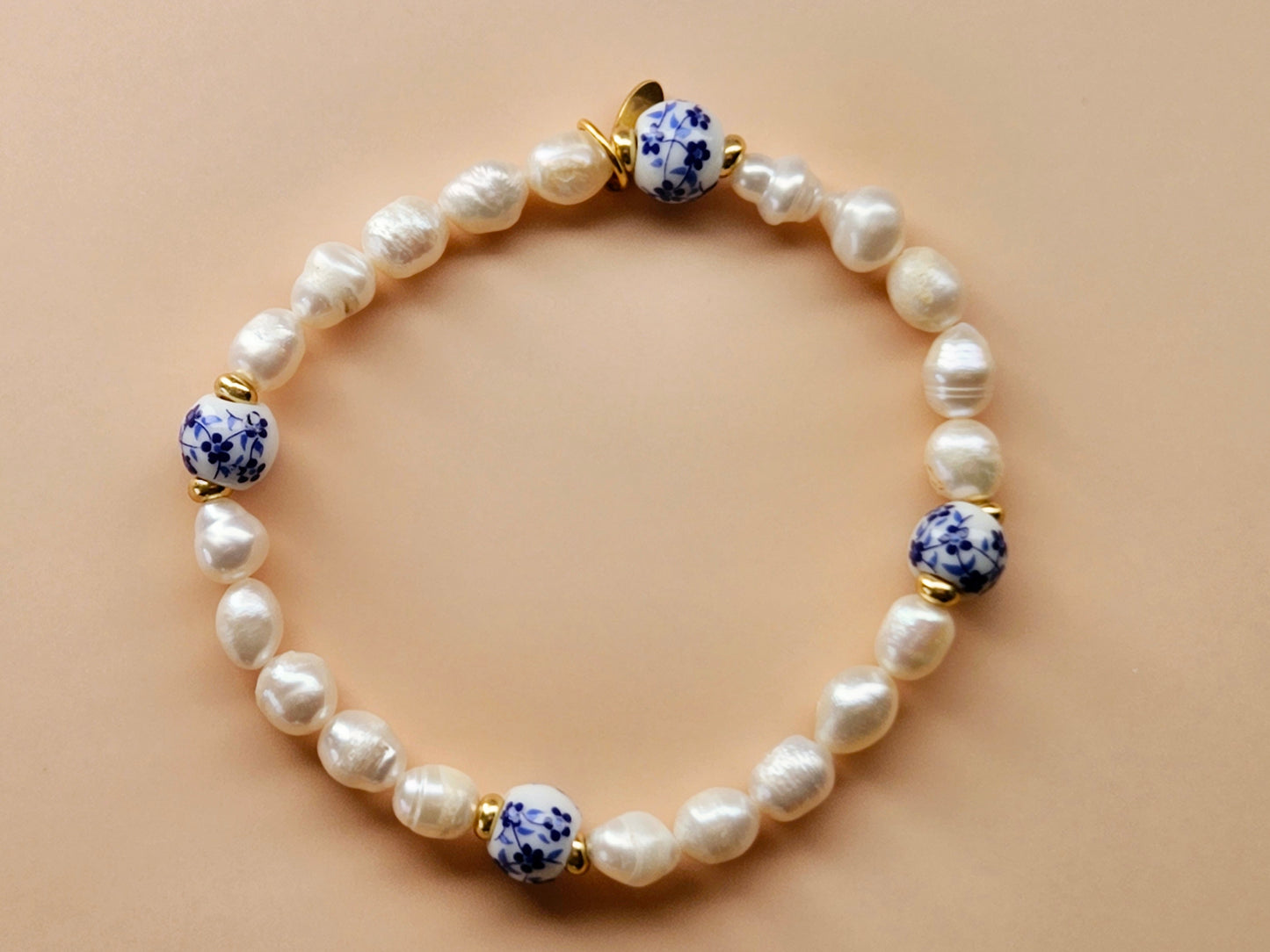 Stacking Bracelets uxe Layered Pearl and Porcelain Singles