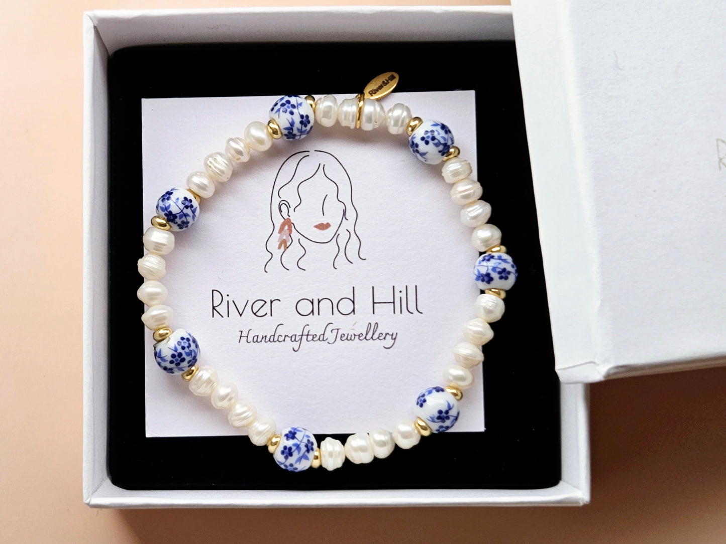 Stacking Bracelets uxe Layered Pearl and Porcelain Singles