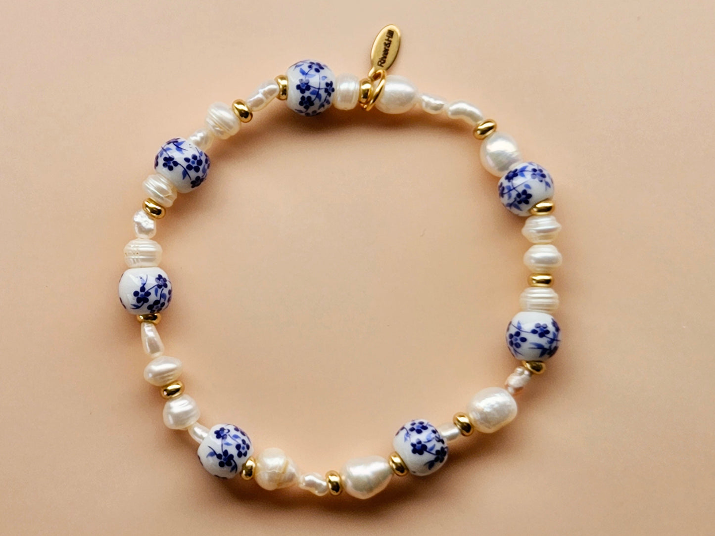 Stacking Bracelets uxe Layered Pearl and Porcelain Singles