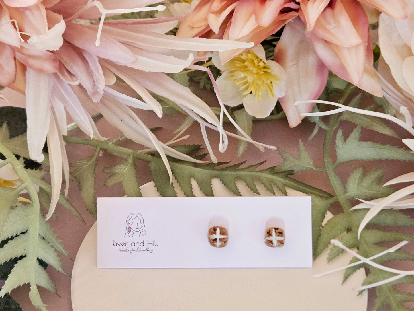 Easter Hot Cross Bun Mini Studs