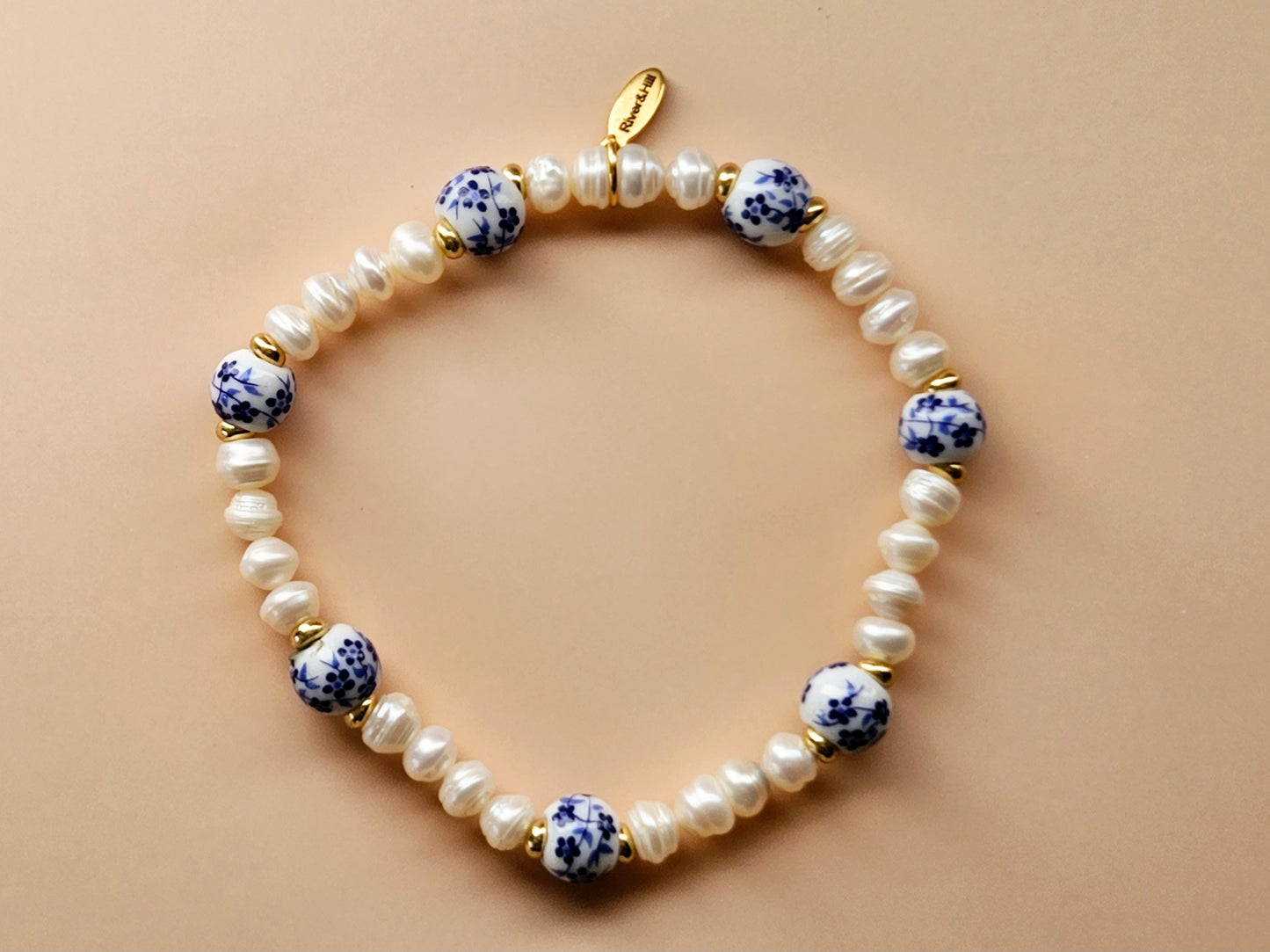 Stacking Bracelets uxe Layered Pearl and Porcelain Singles