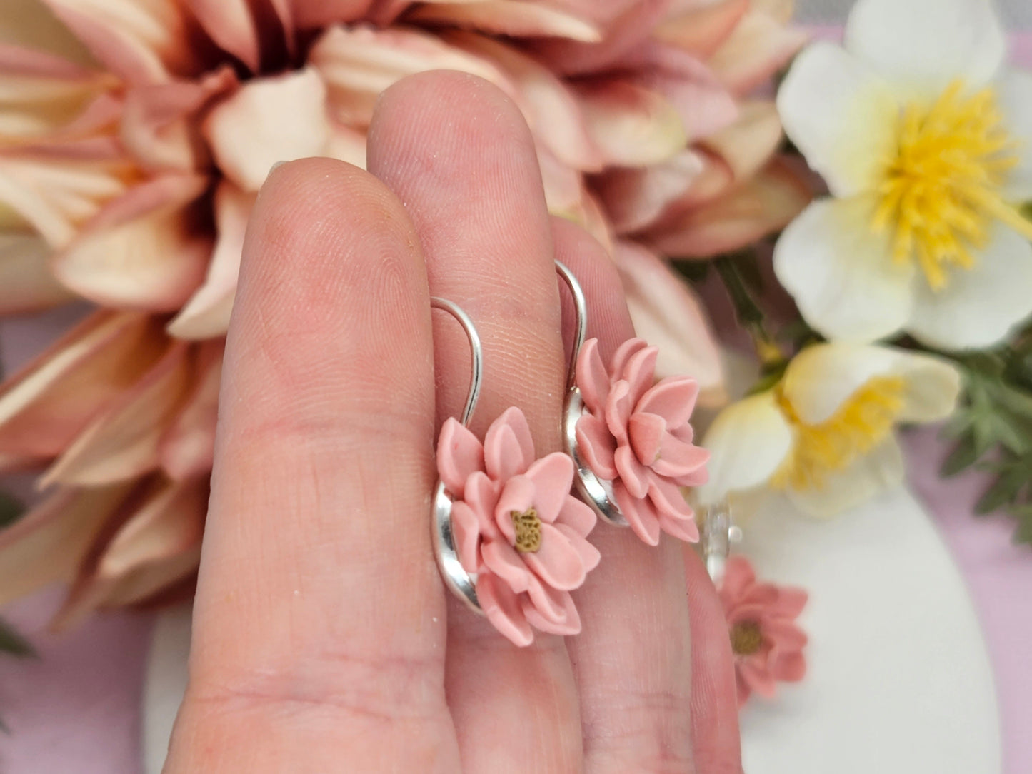 Floral Pastel Pink Earrings