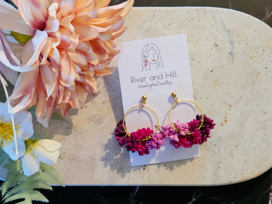 Pink Ombre Cluster Earrings