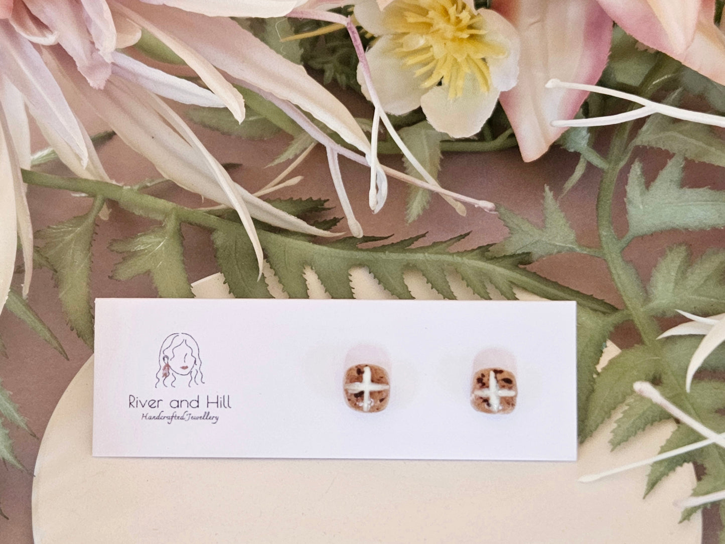Easter Hot Cross Bun Mini Studs