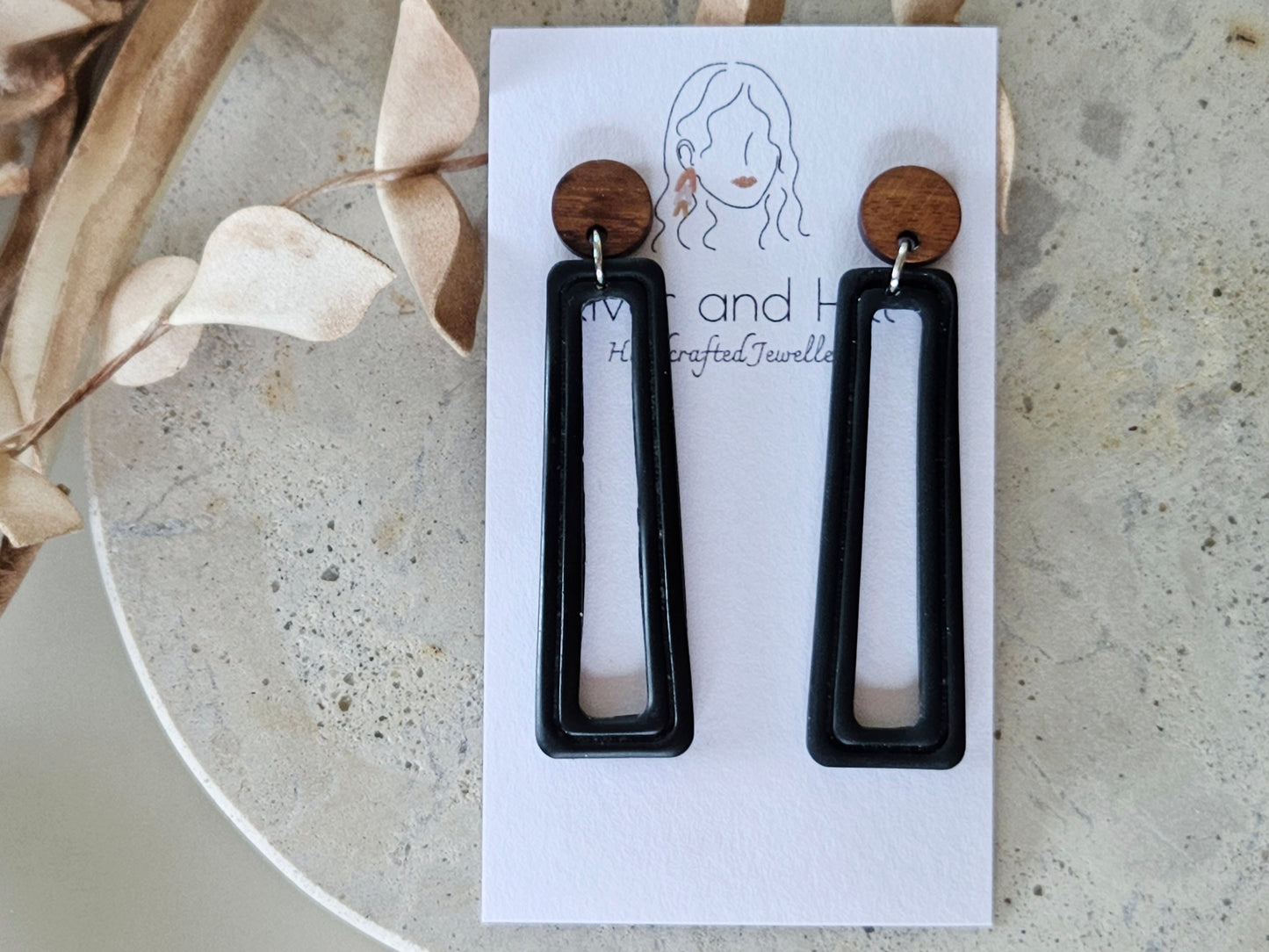 Essentials Midnight Wooden Earrings
