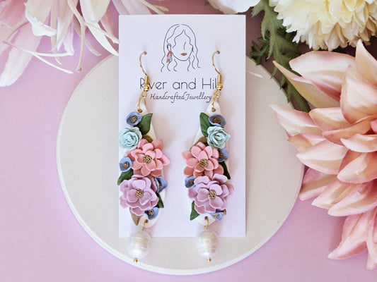 Floral Pastel Pearl Earrings