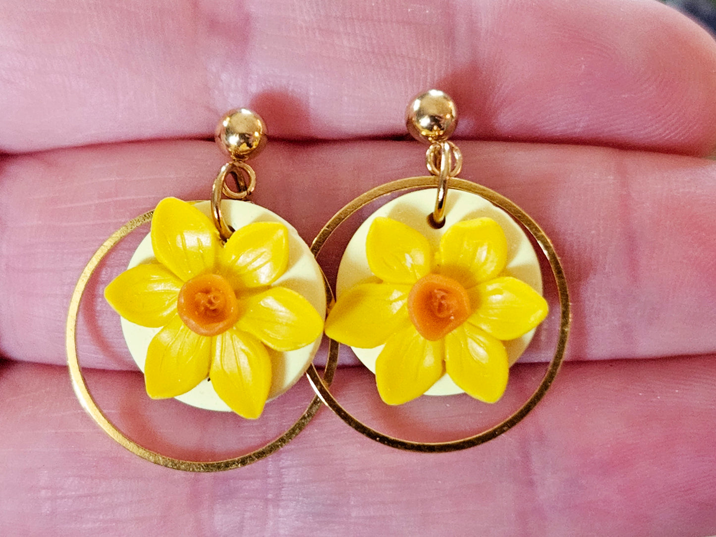 Daffodil Gold Dainty Earrings