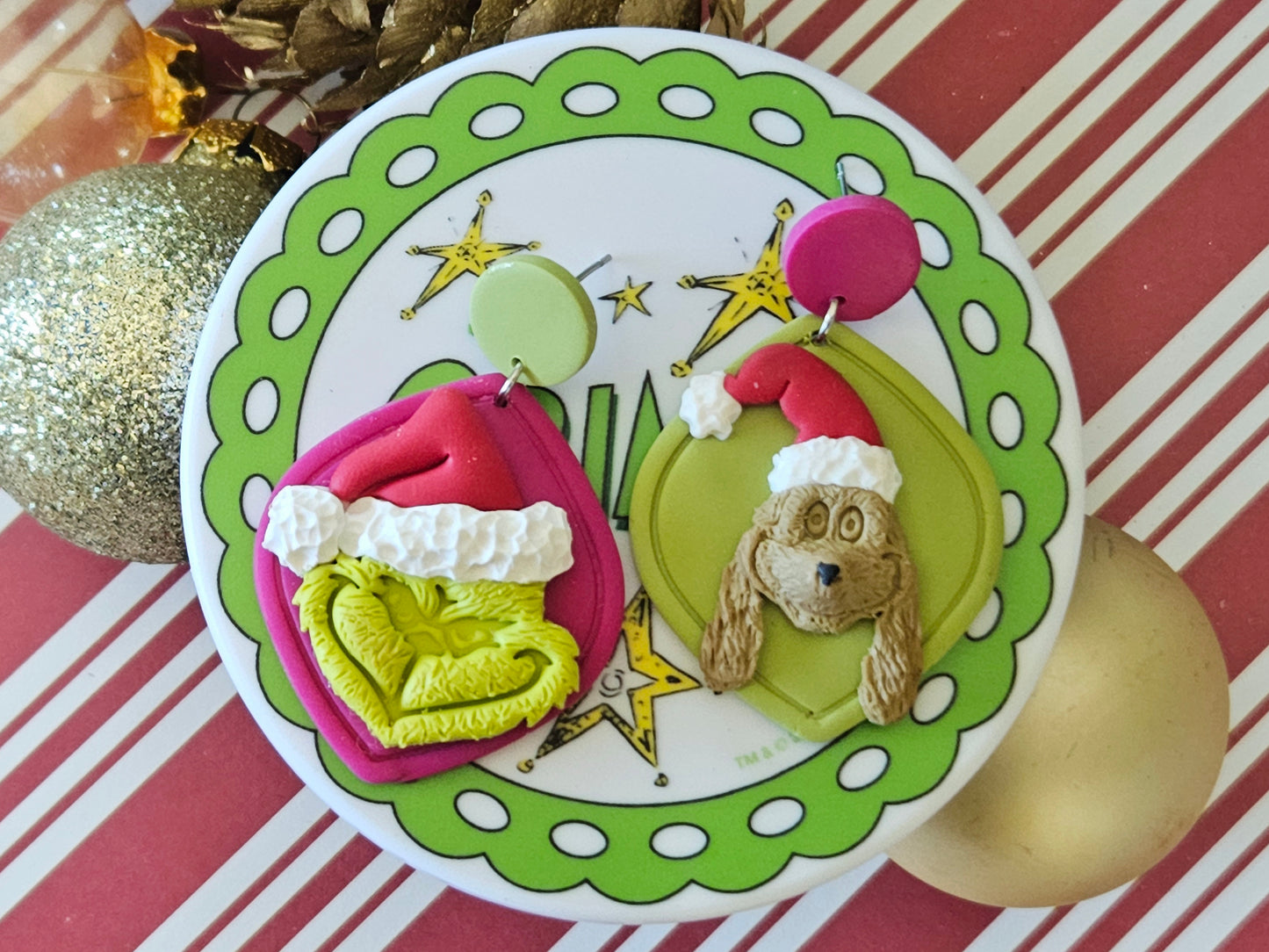 Christmas Grinch and Max Earrings