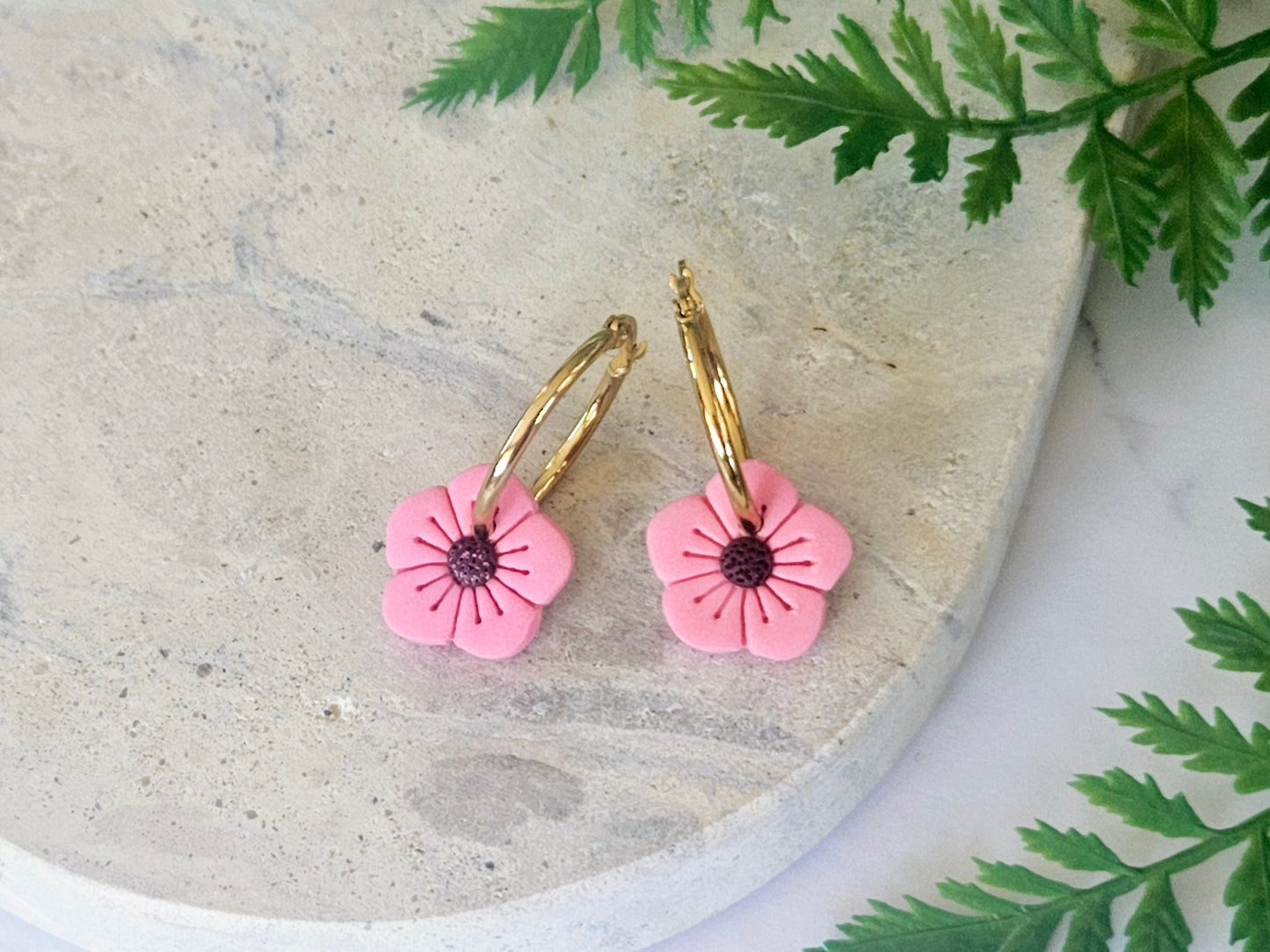 Manuka Flower Hoops Pink