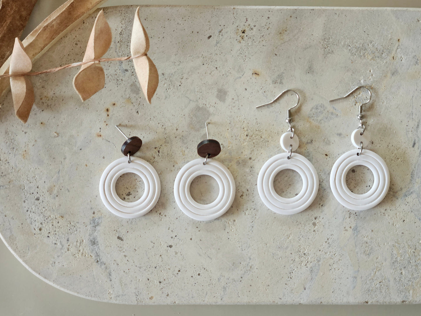Essentials White Wooden Earrings