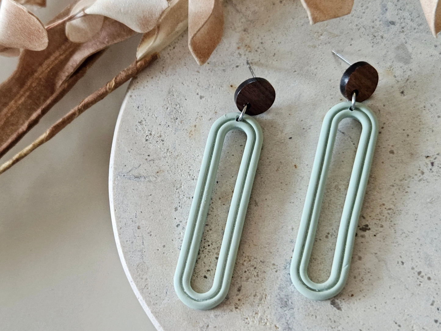 Essentials Sage Wooden Earrings