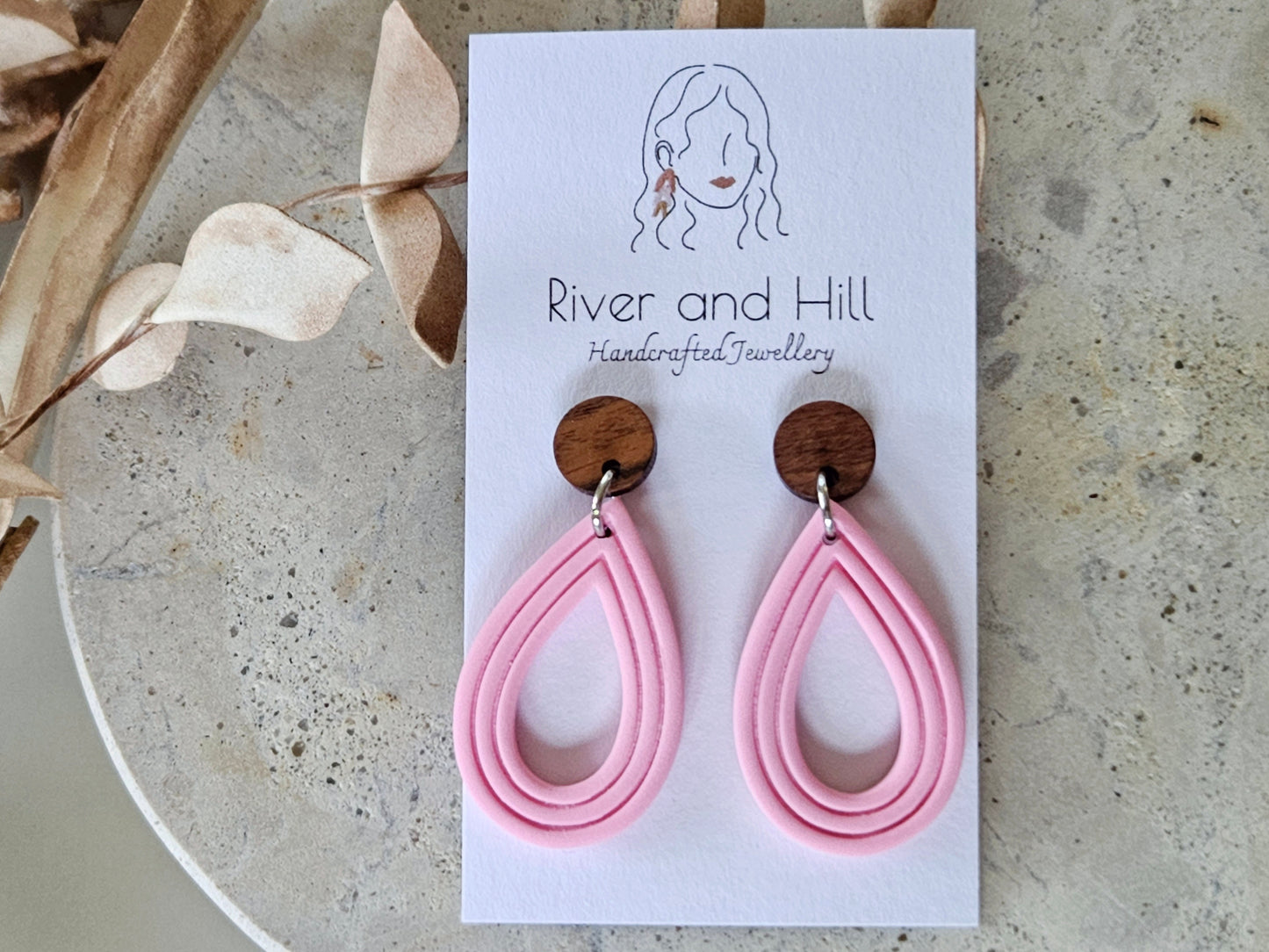 Essentials Pale Rose Wooden Earrings