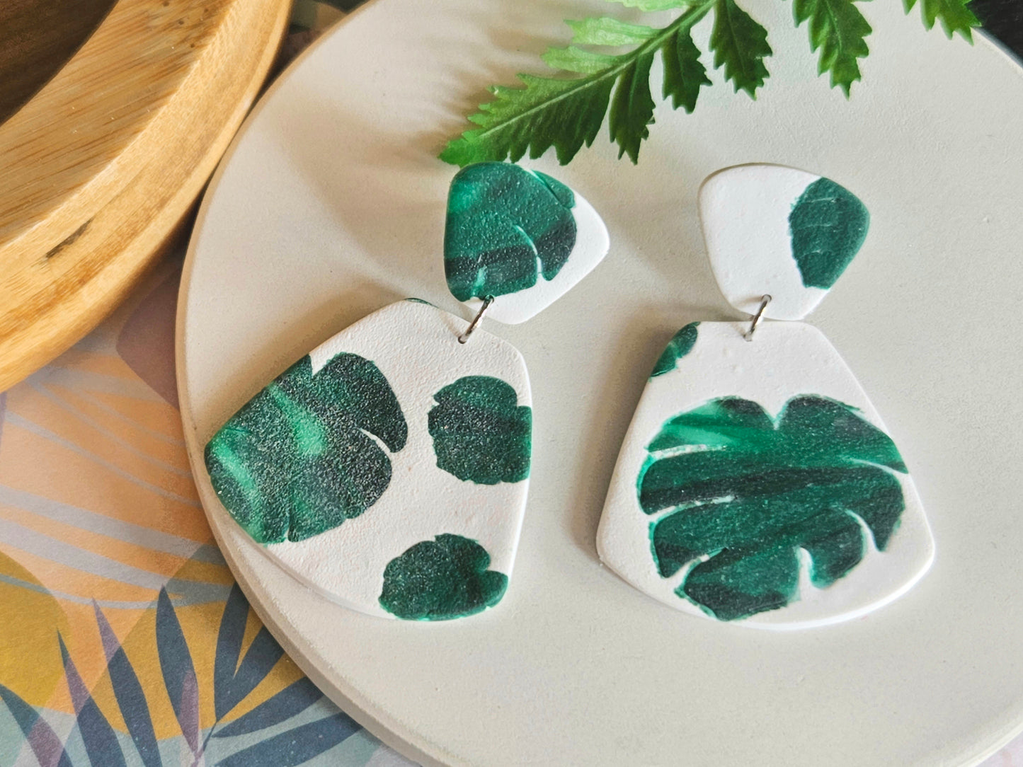 Monstera Print Earrings