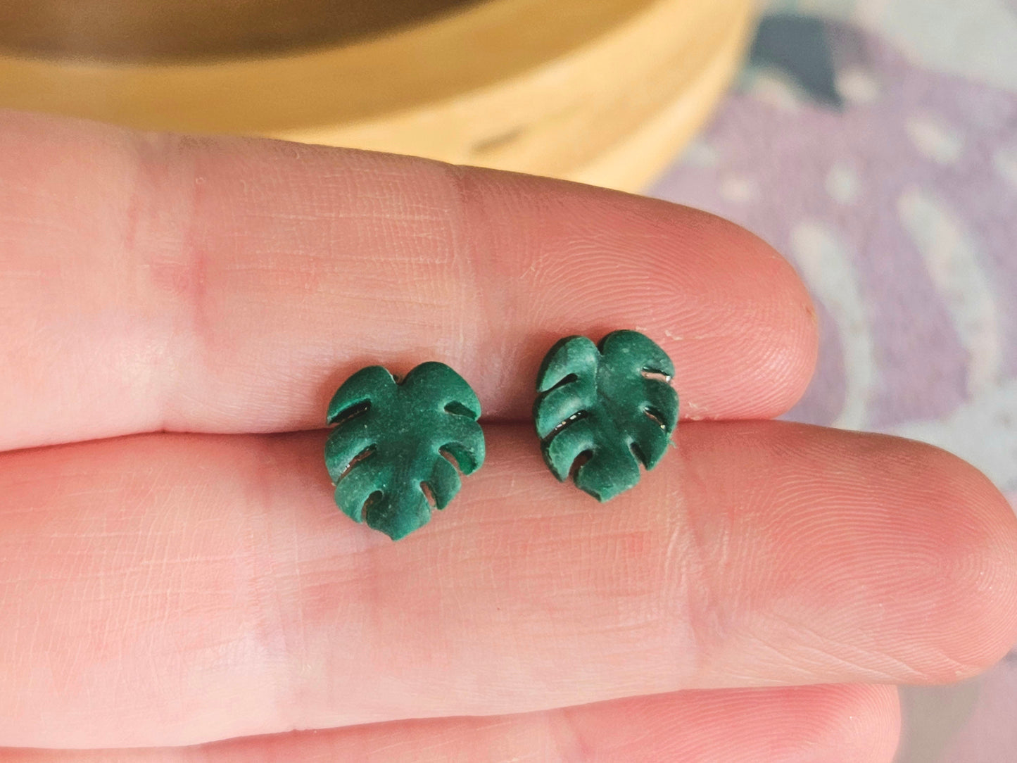 Monstera Mini Studs