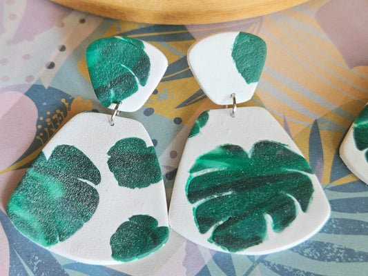 Monstera Print Earrings