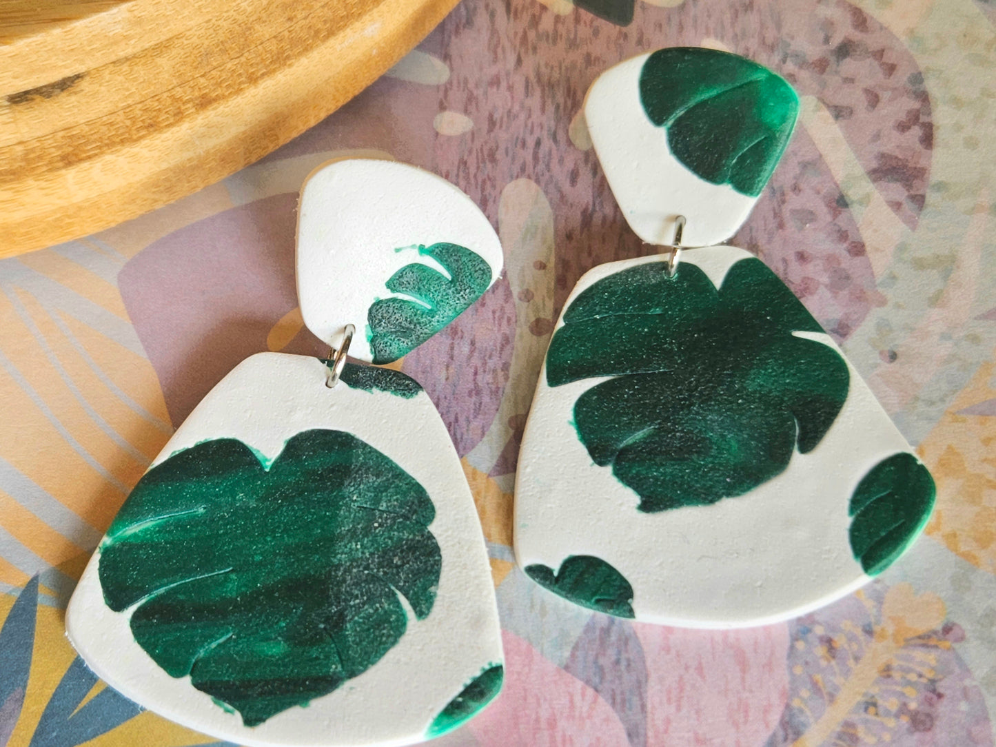 Monstera Print Earrings