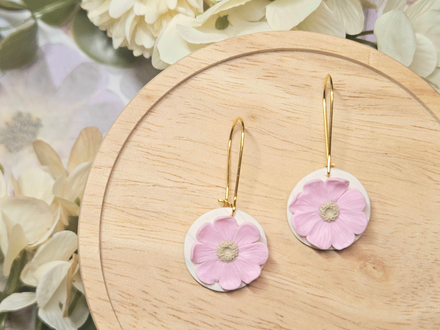 Pink Blossom Flower Earrings