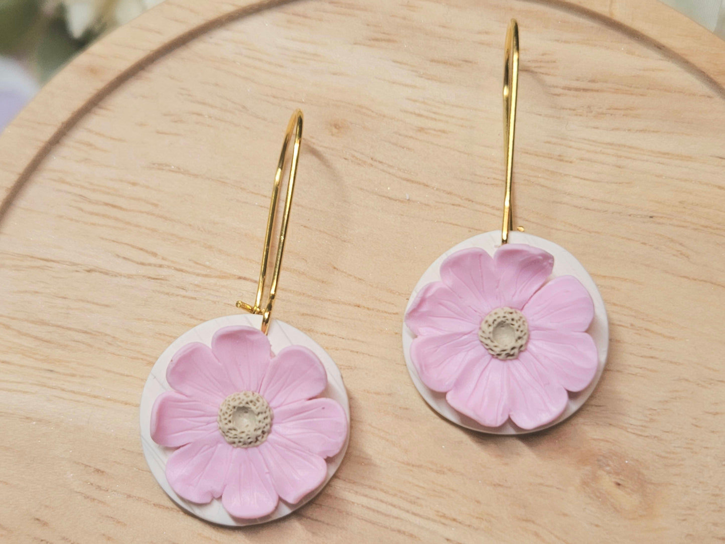 Pink Blossom Flower Earrings