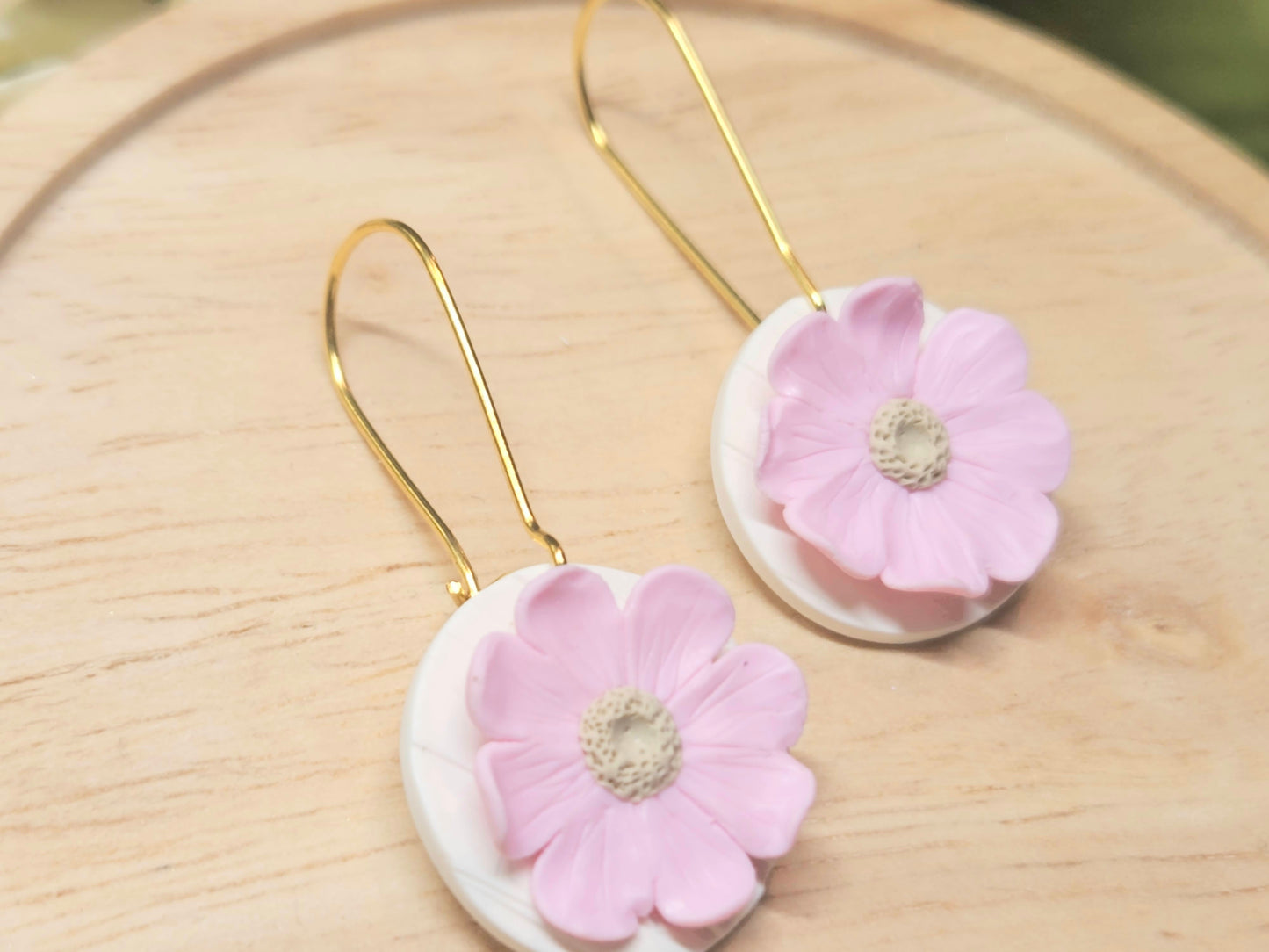 Pink Blossom Flower Earrings