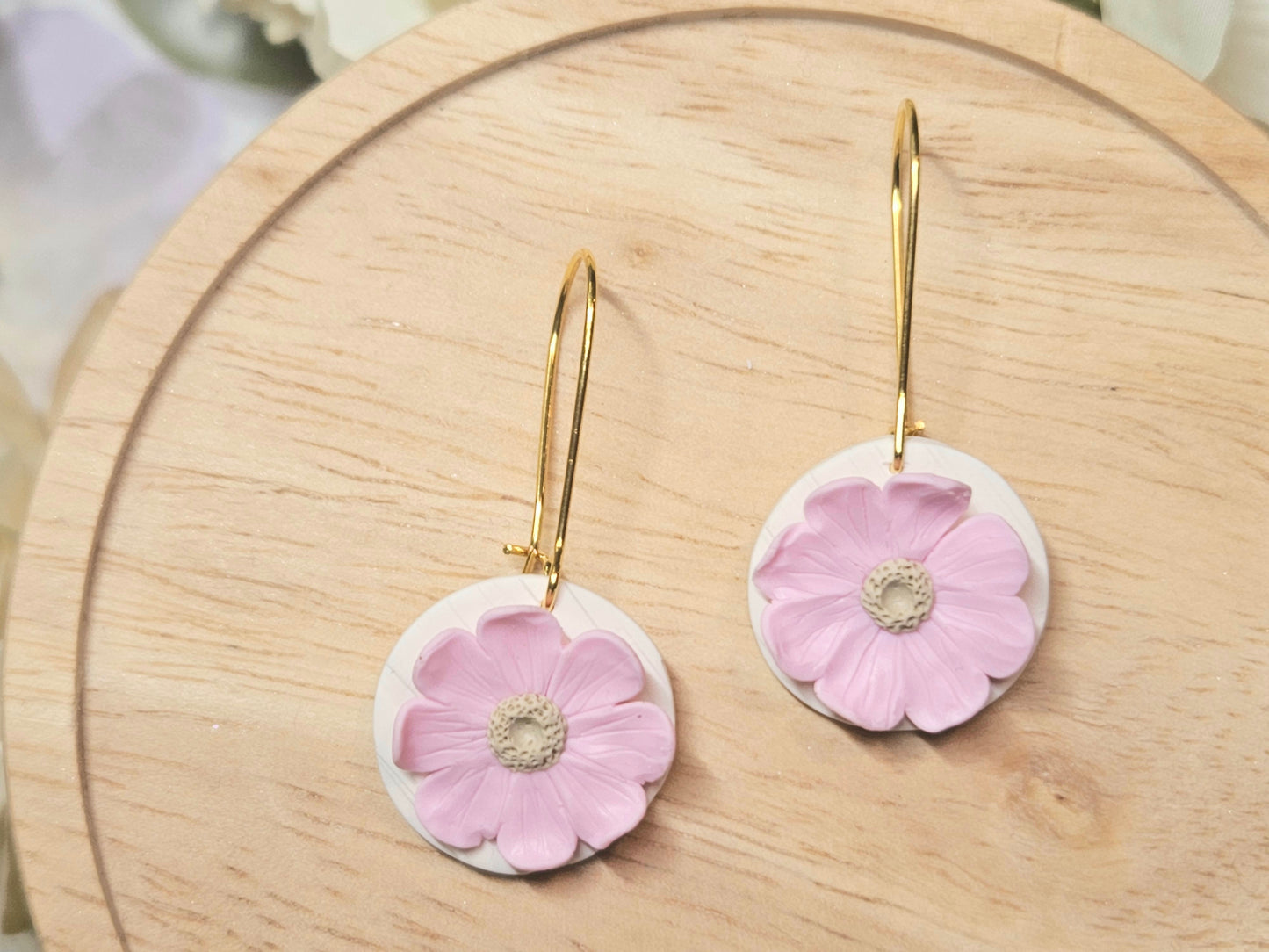 Pink Blossom Flower Earrings